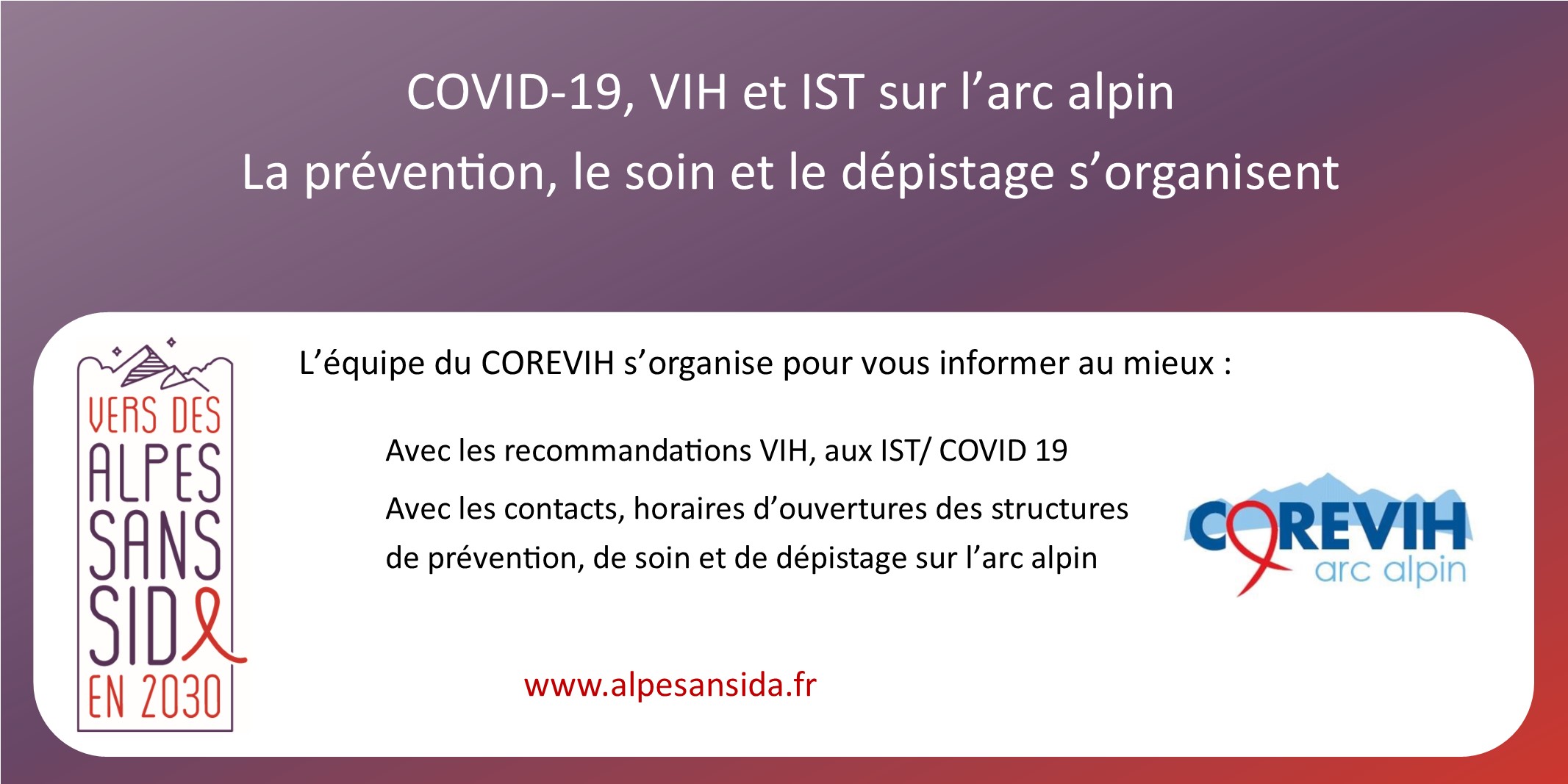 Alpes sans sida : information COVID 19 VIH et IST